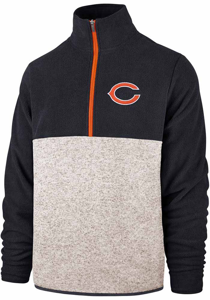 47 Chicago Bears Mens Navy Blue Kodiak Long Sleeve 1/4 Zip Fashion Pullover