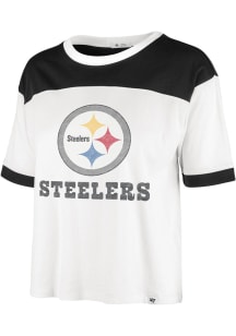 47 Pittsburgh Steelers Womens Black Billie Short Sleeve T-Shirt