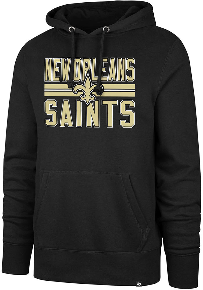 47 New Orleans Saints Mens Black Block Stripe Headline Long Sleeve Hoodie