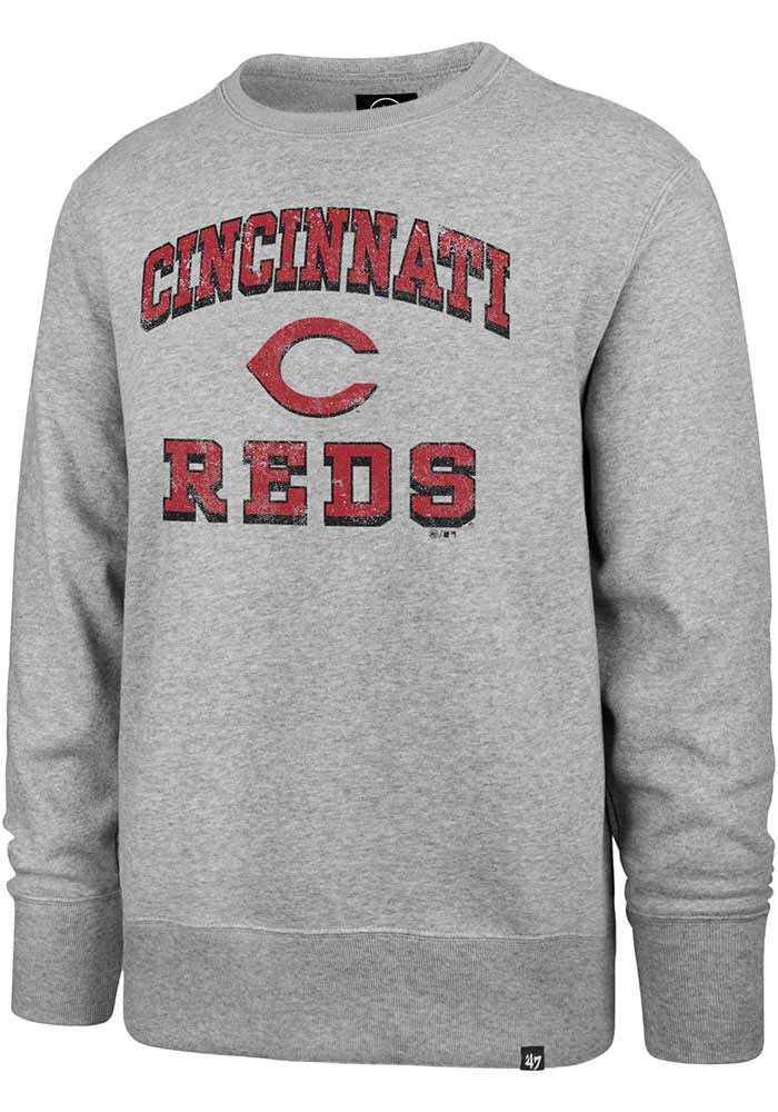 47 Cincinnati Reds Mens Grey Grounder Long Sleeve Crew Sweatshirt