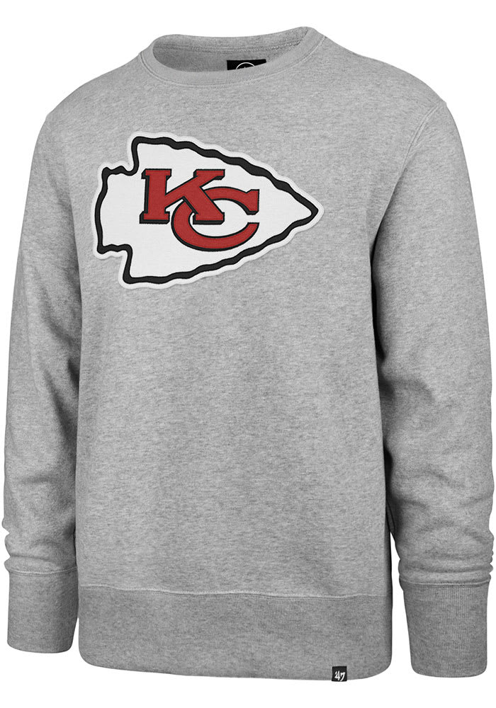 47 Kansas City Chiefs Mens Grey Logo Gamebreak Long Sleeve Crew Sweatshirt