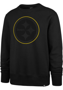 47 Pittsburgh Steelers Mens Black Pop Imprint Headline Long Sleeve Crew Sweatshirt