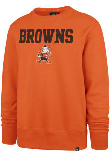 47 Cleveland Browns Mens Orange Pregame Headline Long Sleeve Crew Sweatshirt