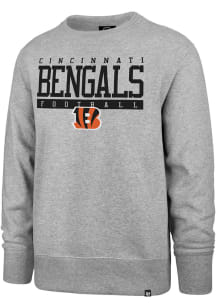 47 Cincinnati Bengals Mens Grey Sideline Block Headline Long Sleeve Crew Sweatshirt