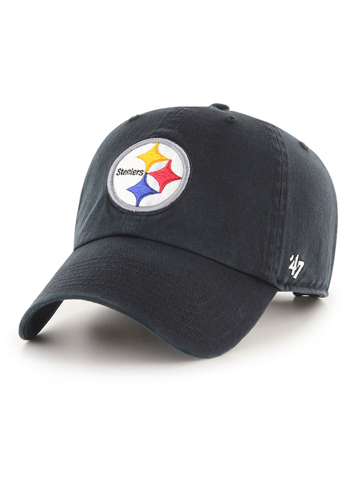 Men's '47 Black Pittsburgh Steelers Clean Up Script Adjustable Hat