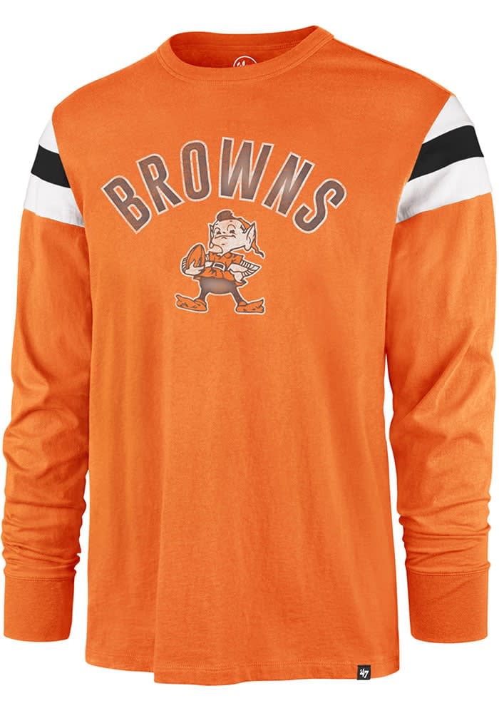 Men's '47 Orange Cleveland Browns Franklin Rooted Long Sleeve T-Shirt