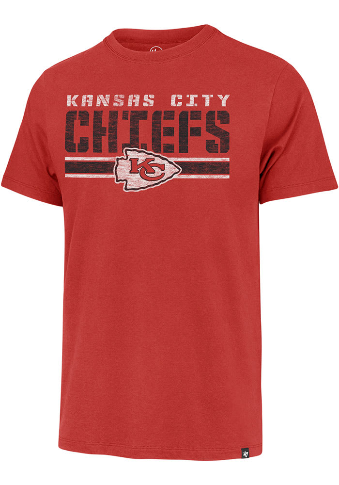 47 Kansas City Chiefs Red Stripe Thru Franklin Short Sleeve Fashion T Shirt