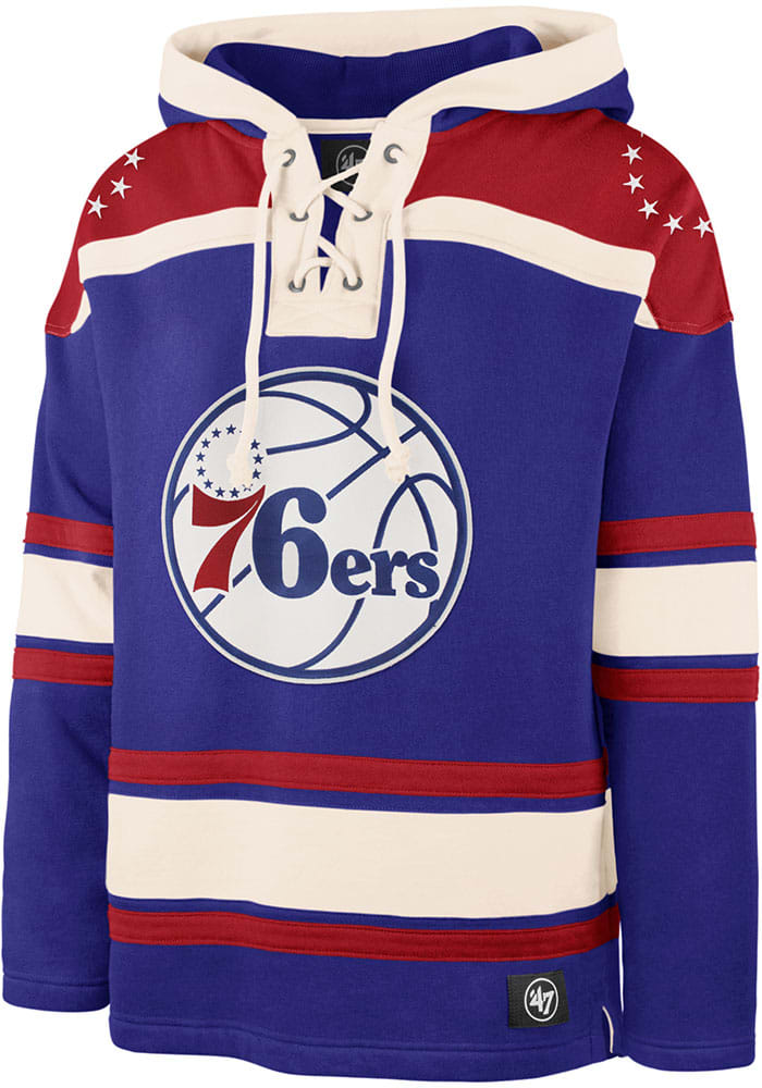 Fanatics Branded Philadelphia 76ers Blue Promo Poly/Chiller Hood, Blue, 100% POLYESTER, Size 2XL, Rally House
