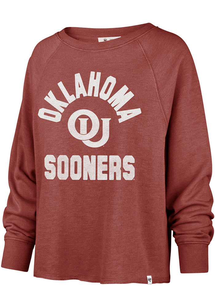 47 Oklahoma Sooners Womens Crimson Cover Star Emerson Crew Sweatshirt