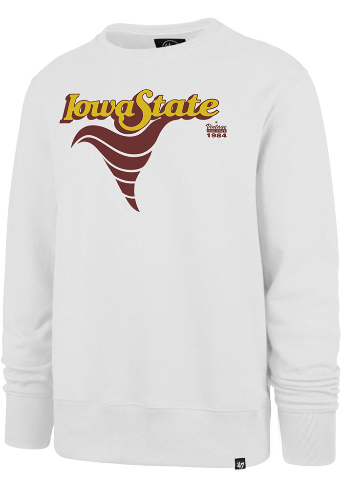 47 Iowa State Cyclones Mens White Imprint Headline Long Sleeve Fashion Sweatshirt