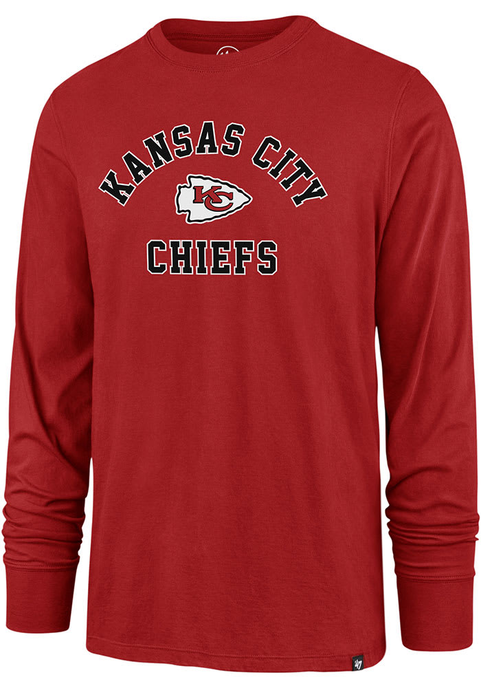 47 Kansas City Chiefs White Varsity Arch Super Rival Long Sleeve T Shirt, White, 100% Cotton, Size 2XL, Rally House