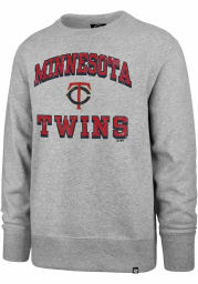 47 Minnesota Twins Mens Grey Grounder Headline Long Sleeve Crew Sweatshirt