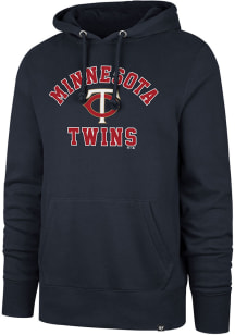 47 Minnesota Twins Mens Navy Blue Varsity Arch Headline Long Sleeve Hoodie