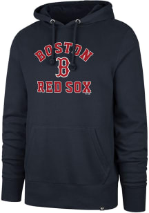47 Boston Red Sox Mens Navy Blue Varsity Arch Headline Long Sleeve Hoodie