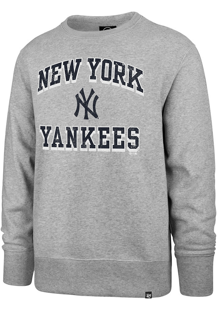 47 New York Yankees Mens Grey Grounder Headline Long Sleeve Crew Sweatshirt