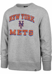 47 New York Mets Mens Grey Grounder Headline Long Sleeve Crew Sweatshirt