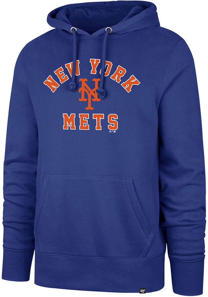 47 New York Mets Mens Blue Varsity Arch Headline Long Sleeve Hoodie