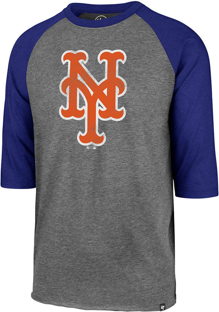 47 New York Mets GREY/ROYAL Raglan Club Long Sleeve Fashion T