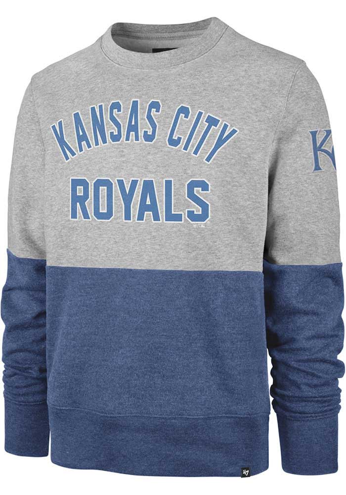 47 Kansas City Royals Mens Grey Gibson Crew Long Sleeve Fashion Sweatshirt