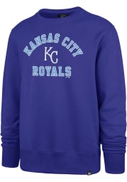 47 Kansas City Royals Mens Blue Varsity Arch Headline Long Sleeve Crew Sweatshirt