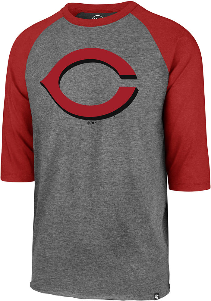 47 Cincinnati Reds Grey Imprint Club Raglan Long Sleeve Fashion T Shirt