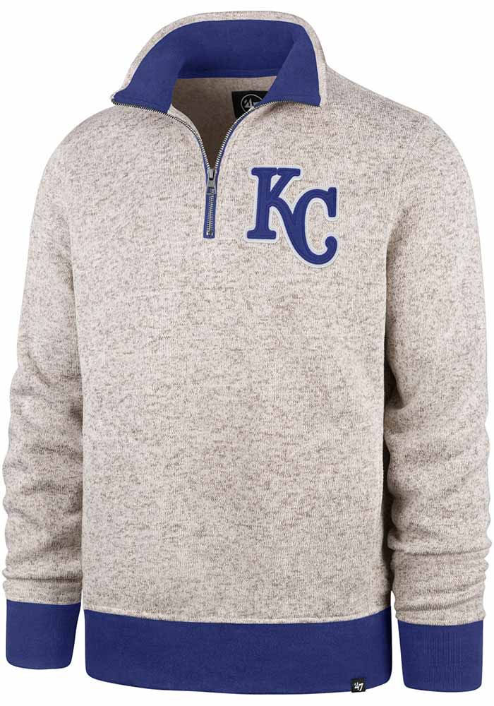 47 Kansas City Royals Mens Oatmeal Anchor Kodiak Long Sleeve 1/4 Zip Fashion Pullover