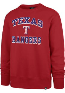 47 Texas Rangers Mens Red Grounder Headline Long Sleeve Crew Sweatshirt