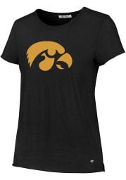47 Iowa Hawkeyes Womens Black Fader Letter Short Sleeve T-Shirt
