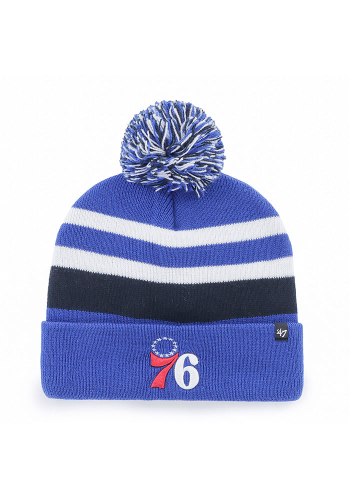 47 Philadelphia 76ers Blue State Line Cuff Pom Mens Knit Hat