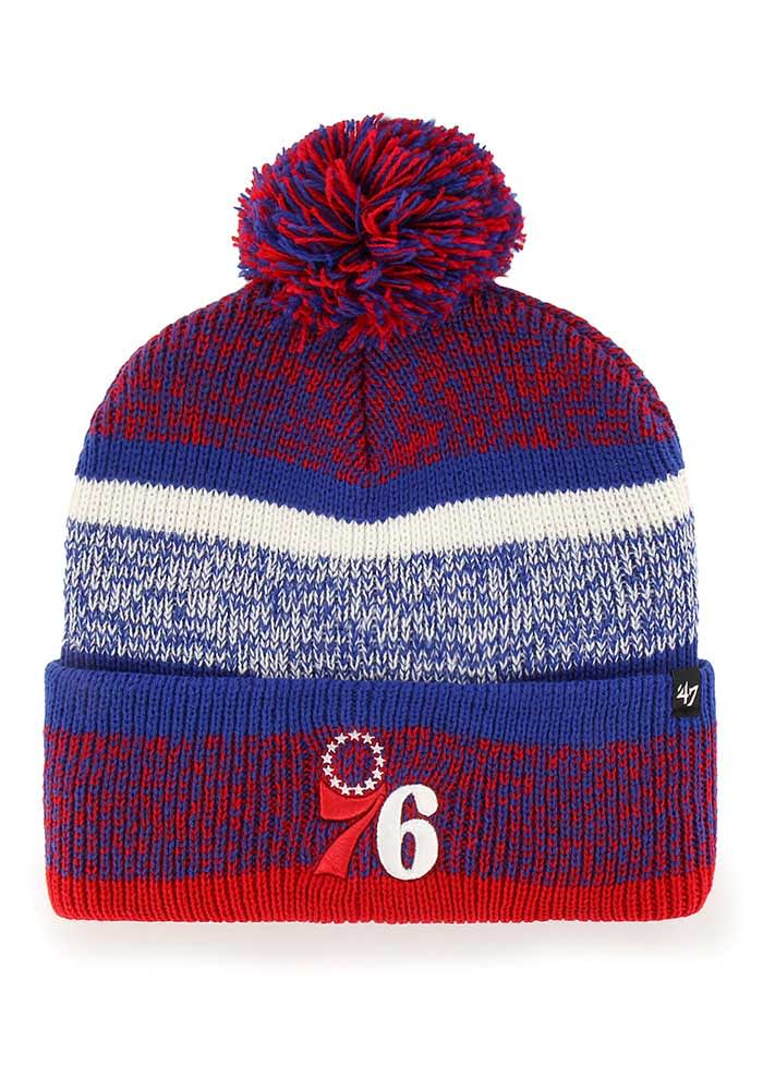 47 Philadelphia 76ers Blue Northward Cuff Pom Mens Knit Hat