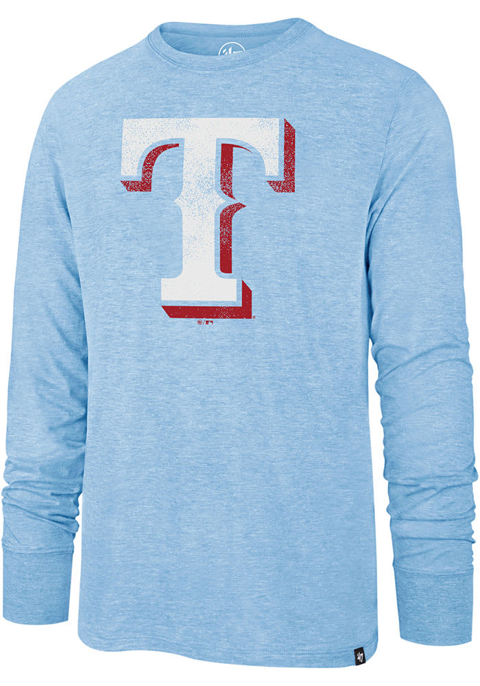 Texas Rangers Light Blue Coop Logo Long Sleeve Fashion T Shirt