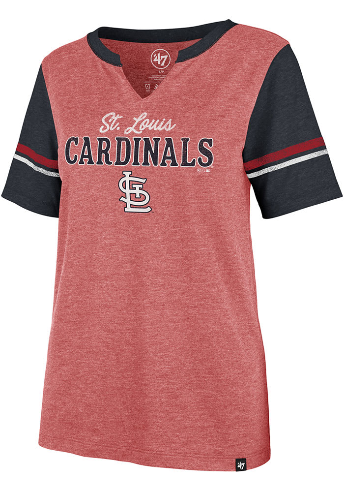 47 St Louis Cardinals Womens White Match Notch Crew Short Sleeve T-Shirt