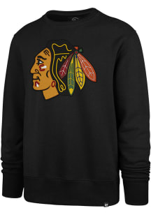 47 Chicago Blackhawks Mens Black Gamebreak Headline Long Sleeve Fashion Sweatshirt