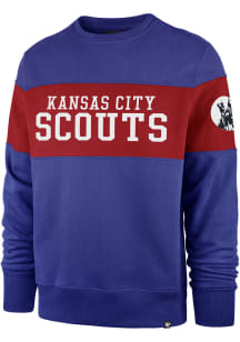 47 Kansas City Scouts Mens Blue Interstate Crew Long Sleeve Fashion Sweatshirt