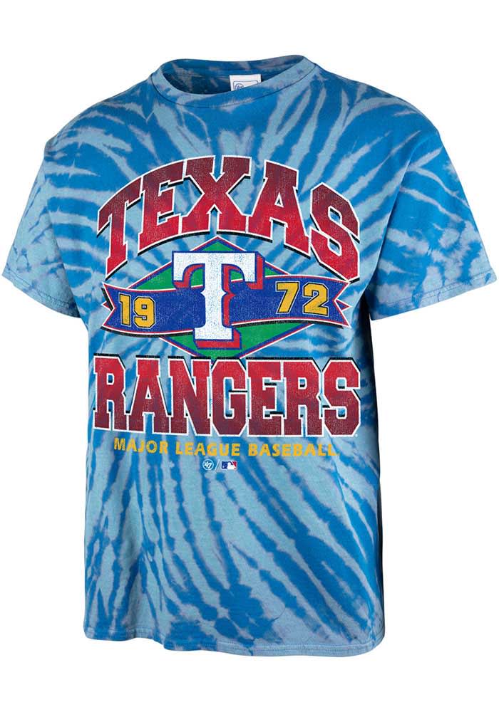 47 Texas Rangers Blue Brickhouse Tubular Short Sleeve Fashion T Shirt, Blue, 100% Cotton, Size S, Rally House