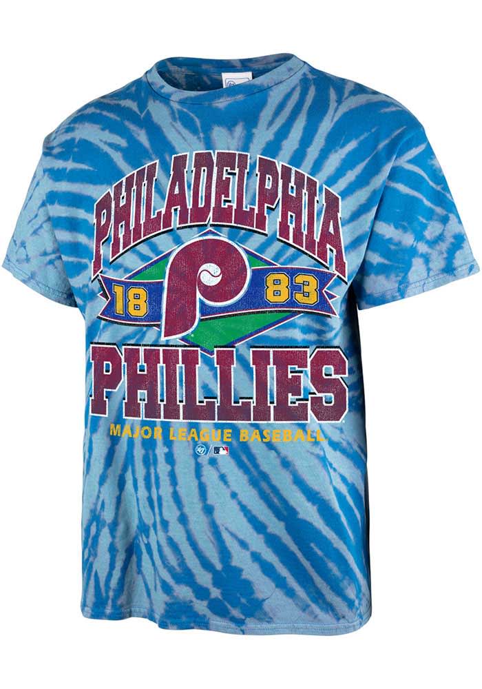 Philadelphia Phillies Womens Light Blue Tie Dye Short Sleeve T