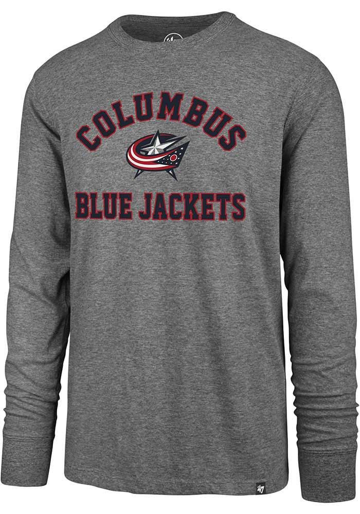 47 Columbus Blue Jackets Grey Varsity Arch Long Sleeve T Shirt