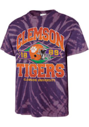 47 Clemson Tigers Purple Tie Dye Brickhouse Vintage Tubular Short Sleeve Fashion T Shirt