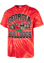 47 Georgia Bulldogs Red Tie Dye Brickhouse Vintage Tubular Short Sleeve Fashion T Shirt