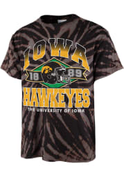 47 Iowa Hawkeyes Black Tie Dye Brickhouse Vintage Tubular Short Sleeve Fashion T Shirt