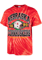 47 Nebraska Cornhuskers Red Tie Dye Brickhouse Vintage Tubular Short Sleeve Fashion T Shirt