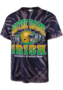47 Notre Dame Fighting Irish Navy Blue Tie Dye Brickhouse Vintage Tubular Short Sleeve Fashion T..