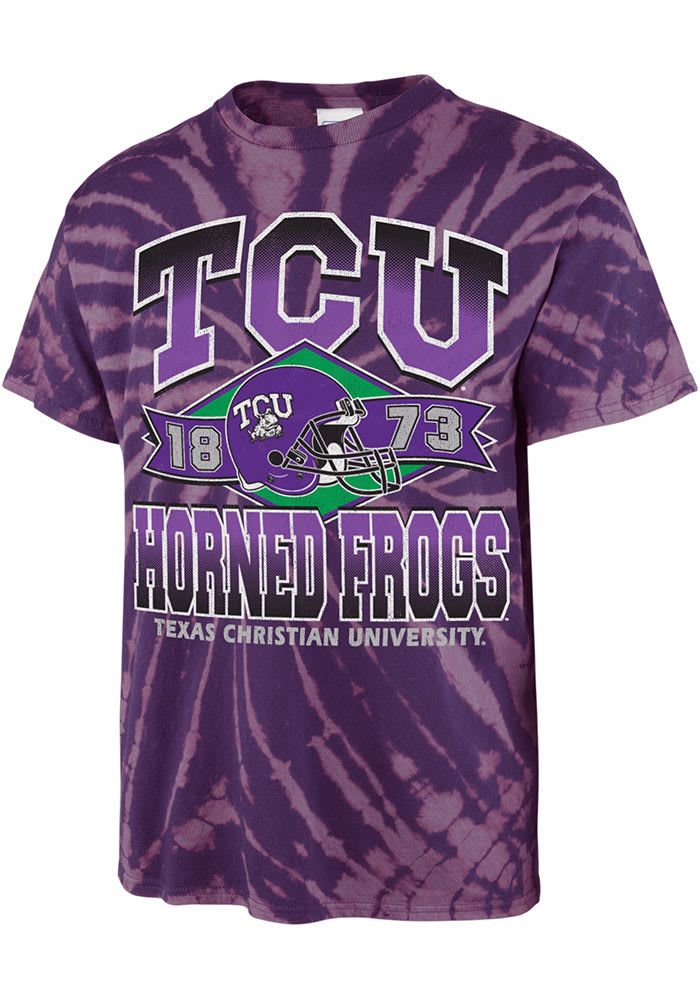 47 TCU Horned Frogs Purple Tie Dye Brickhouse Vintage Tubular Short Sleeve Fashion T Shirt