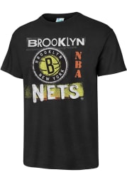 47 Brooklyn Nets Black Vintage Tubular Short Sleeve Fashion T Shirt