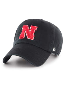 47 Black Nebraska Cornhuskers Clean Up Adjustable Hat