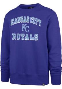 47 Kansas City Royals Mens Blue Grounder Headline Long Sleeve Crew Sweatshirt