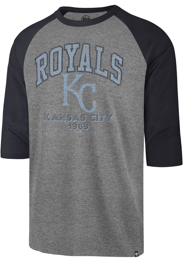 47 Kansas City Royals Grey Regime Franklin Raglan Long Sleeve Fashion T Shirt, Grey, 100% Cotton, Size S, Rally House