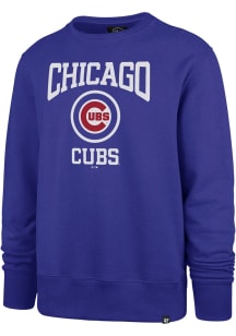 47 Chicago Cubs Mens Blue Top Team Headline Long Sleeve Crew Sweatshirt