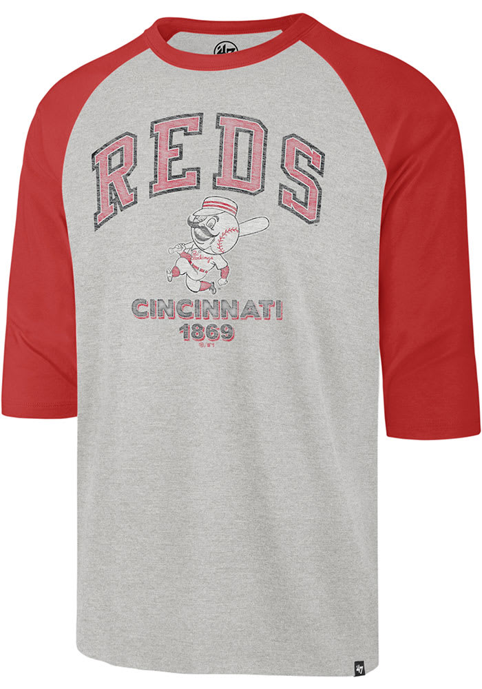 47 Cincinnati Reds Grey Regime Franklin Raglan Long Sleeve Fashion T Shirt