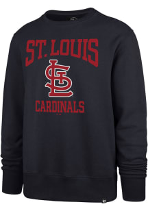 47 St Louis Cardinals Mens Navy Blue Top Team Headline Long Sleeve Crew Sweatshirt